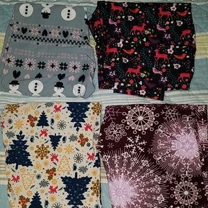 Lot of Christmas Holiday Winter Leggings OS